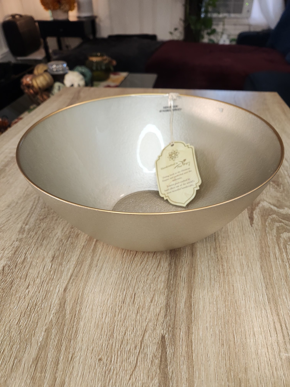 Elegant Gold-Tone Decorative Serving Bowl